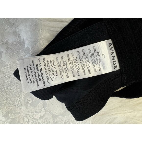 Avenue Basic Black Balconette Bra Size 52D Underwire Wide Strap New W Tag - Picture 3 of 6